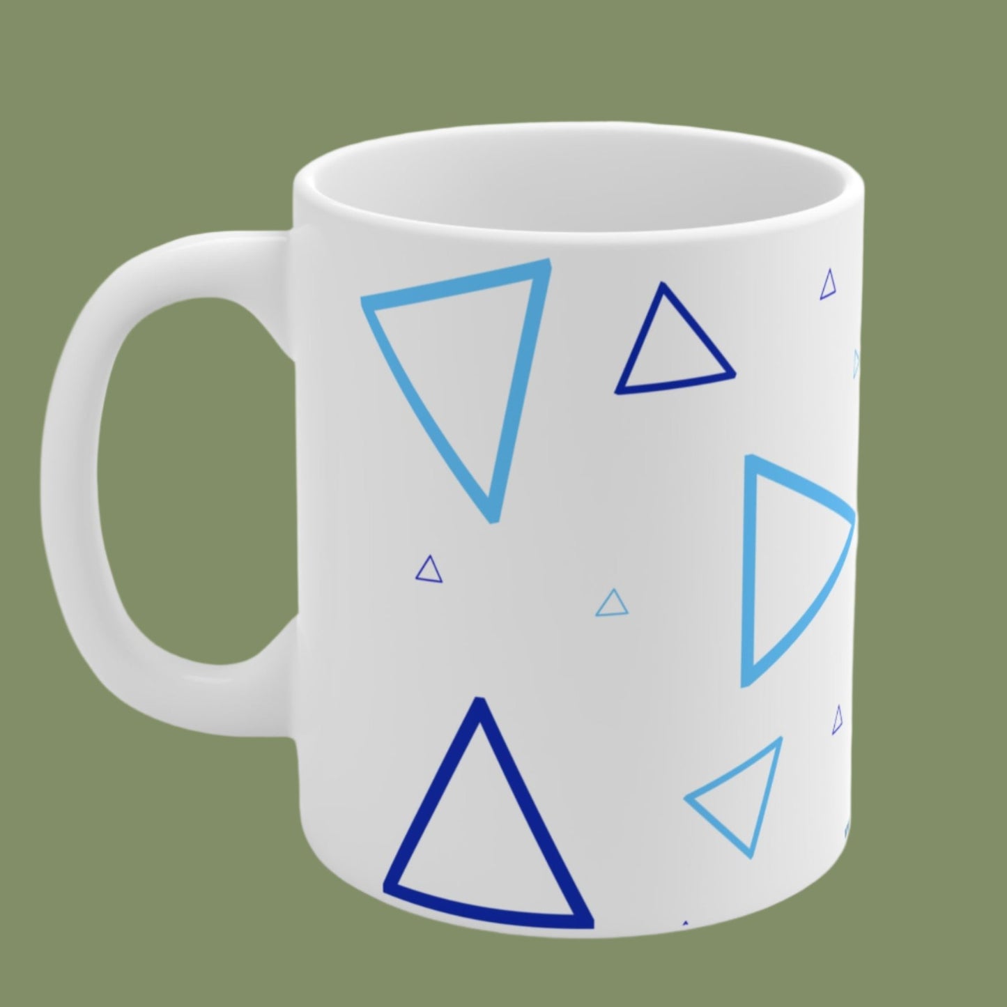 Blue Triangles Ceramic Coffee Mugs 11oz, 15oz