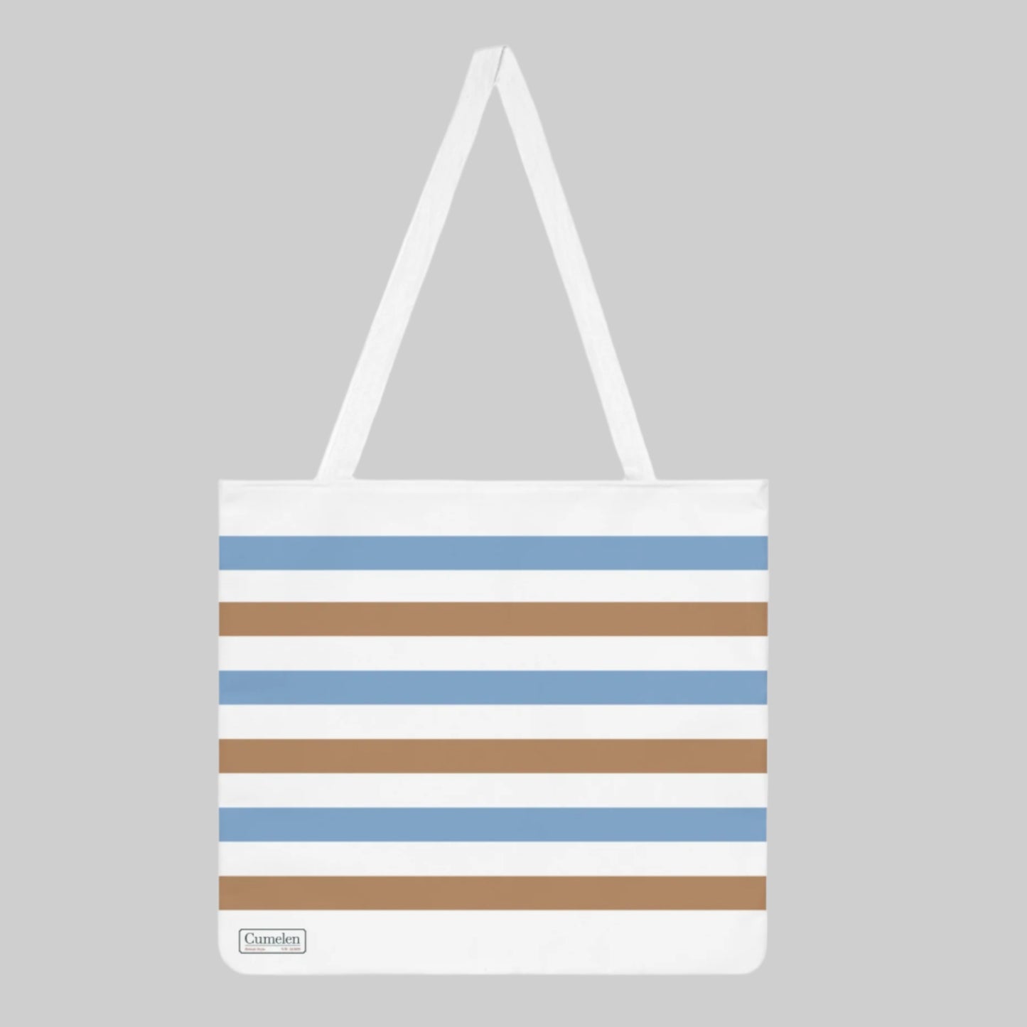 Tote Bag White/Sand Brown/Light Blue. AOP