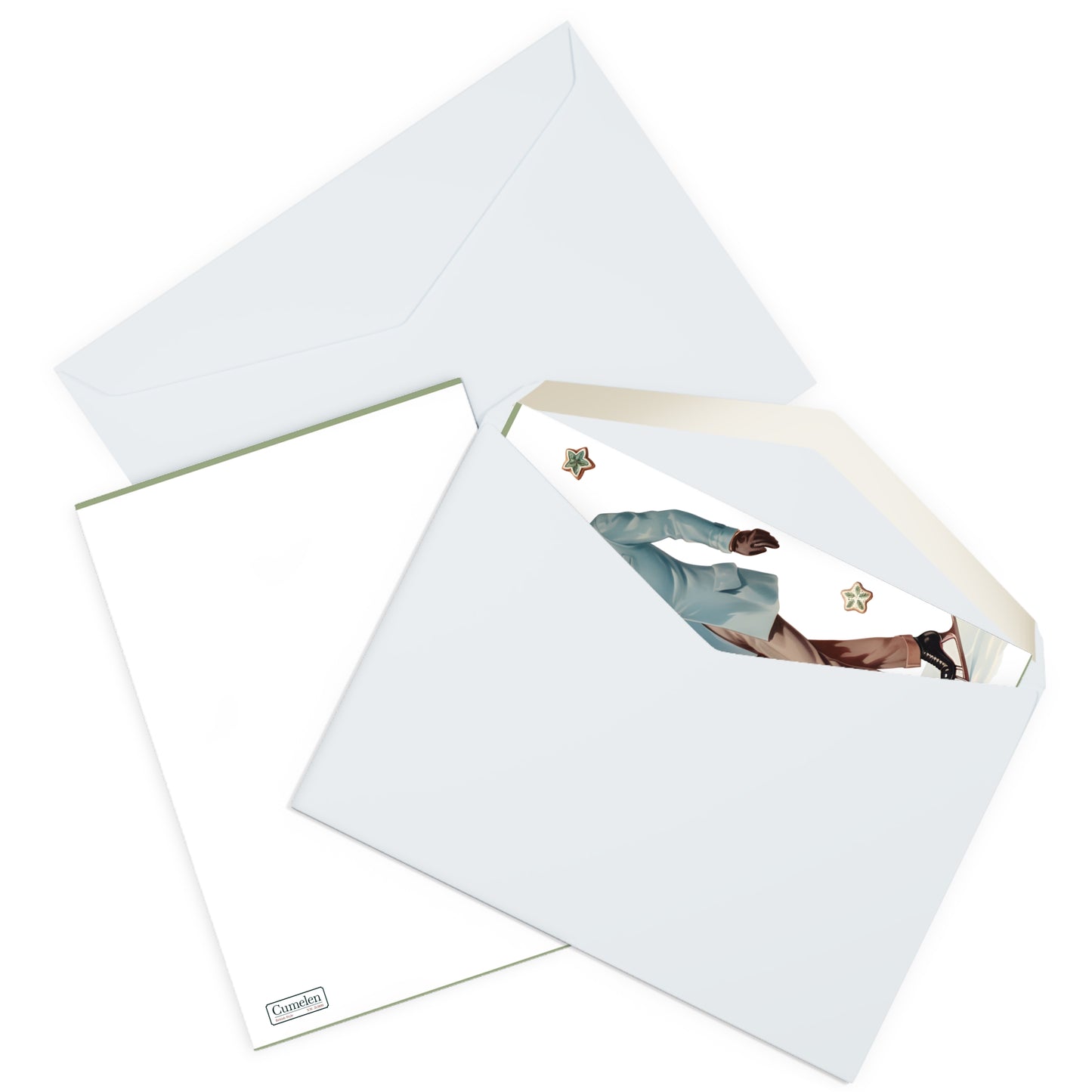 Christmas Greeting Cards (5 Pack) Sweet Couple Skating Together Winter Gift (One design per pack)