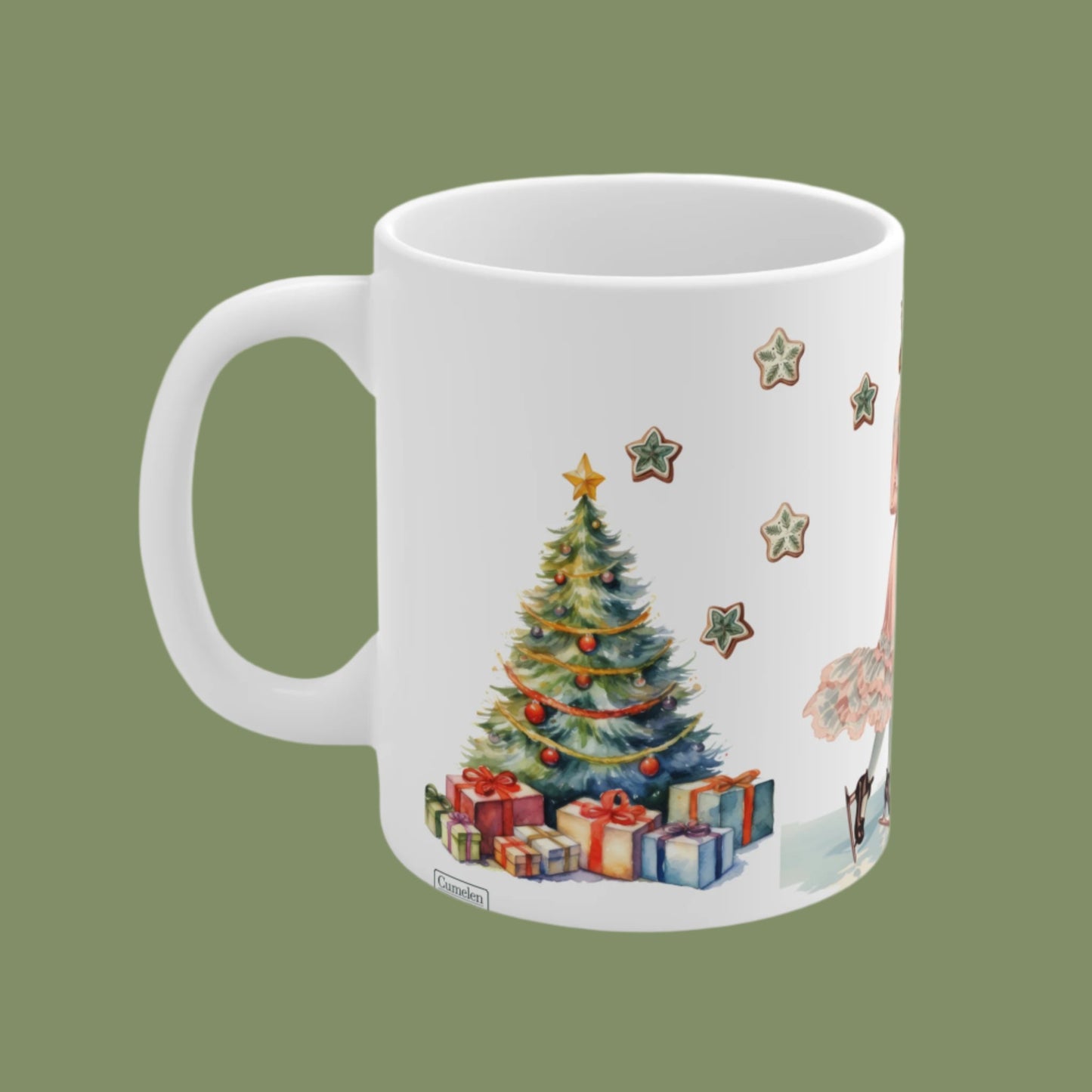 Christmas. Ceramic Mug - Vintage design, Couple Skating - 11oz/15oz