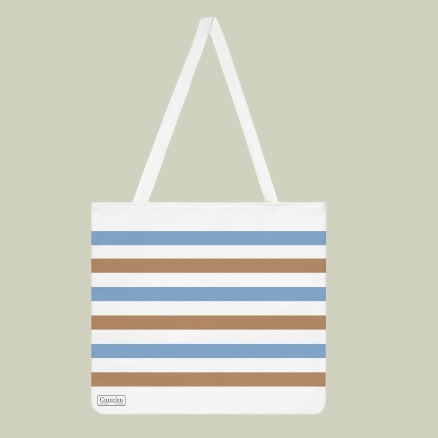 Tote Bag White/Sand Brown/Light Blue. AOP