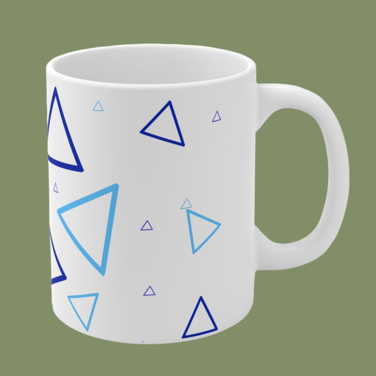 Blue Triangles Ceramic Coffee Mugs 11oz, 15oz