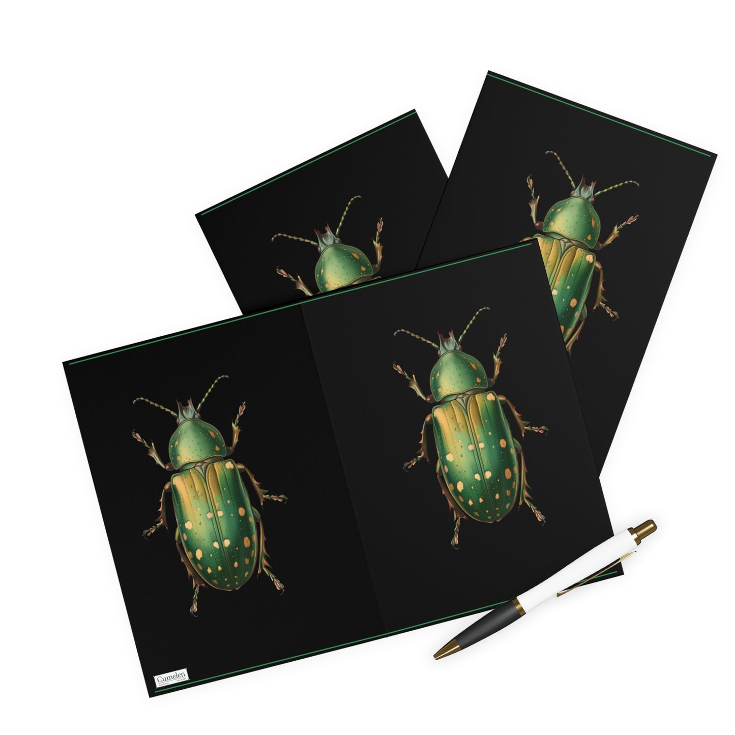 Greeting Card Pack - Shimmering Scarab Beetle Design (5 Cards)