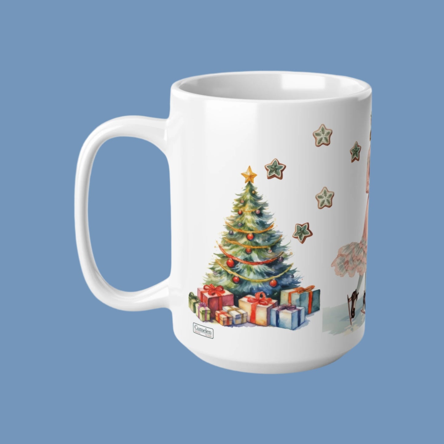Christmas. Ceramic Mug - Vintage design, Couple Skating - 11oz/15oz