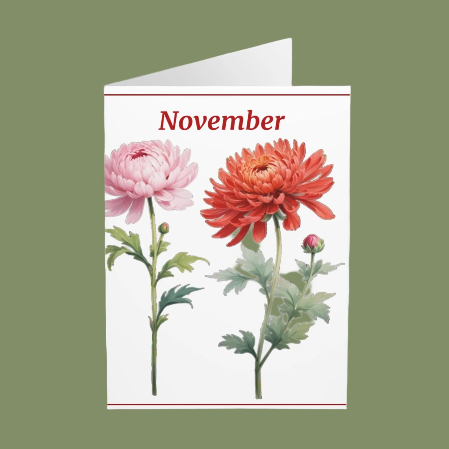 November Birth Flower Greeting Cards (5 Pack)