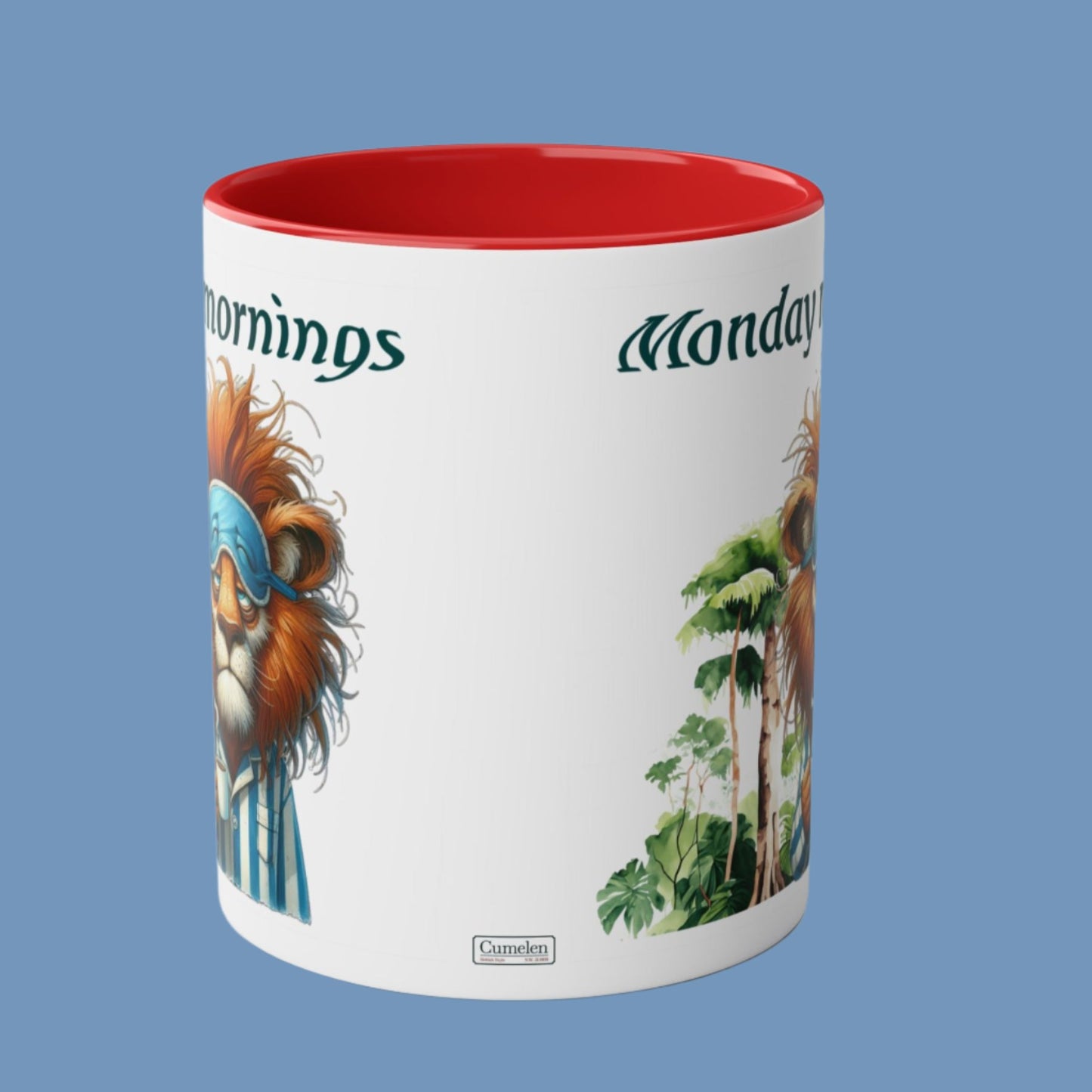 Funny Animals. Lion and Coffee. Two-Tone Coffee Ceramic Mug 11oz