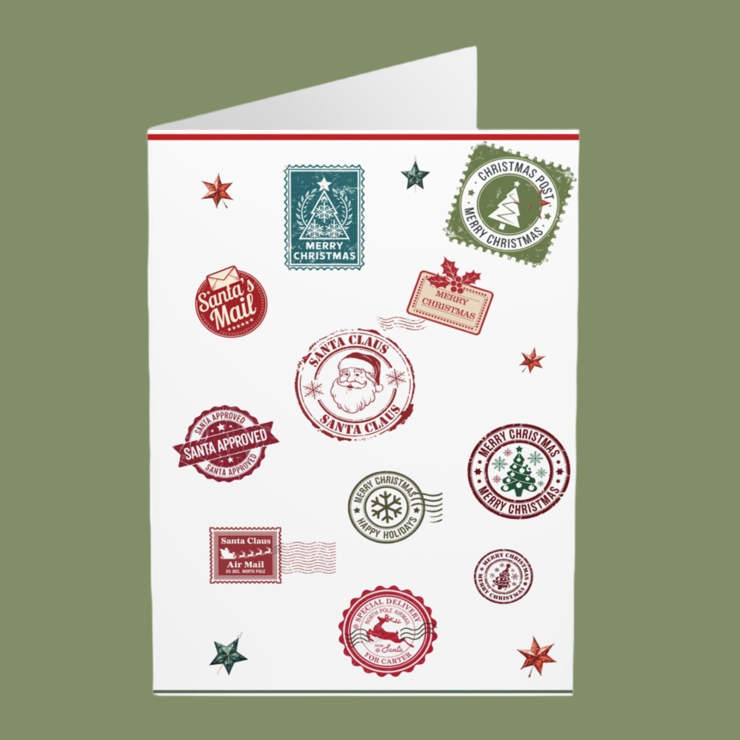 Christmas Stamps Greetings Card Pack (5) One design