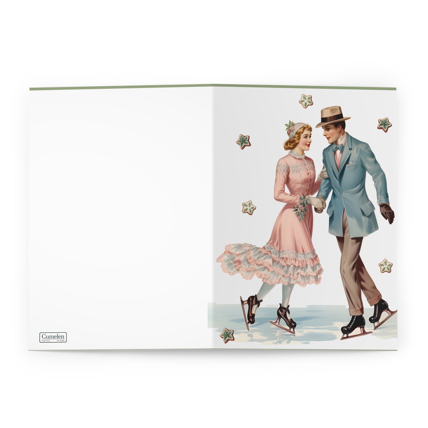 Christmas Greeting Cards (5 Pack) Sweet Couple Skating Together Winter Gift (One design per pack)