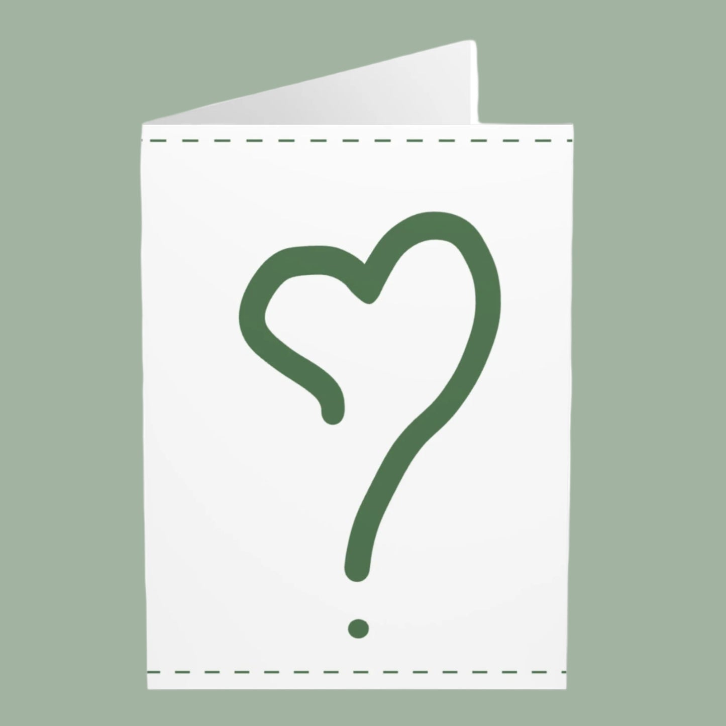 Greeting Cards Pack - Green Heart Shaped Question Mark (5 Pack)