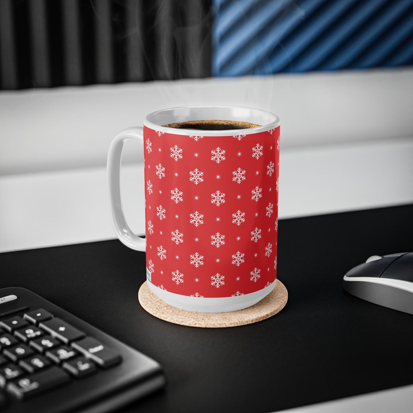 Christmas Ceramic Mugs. Red and white
