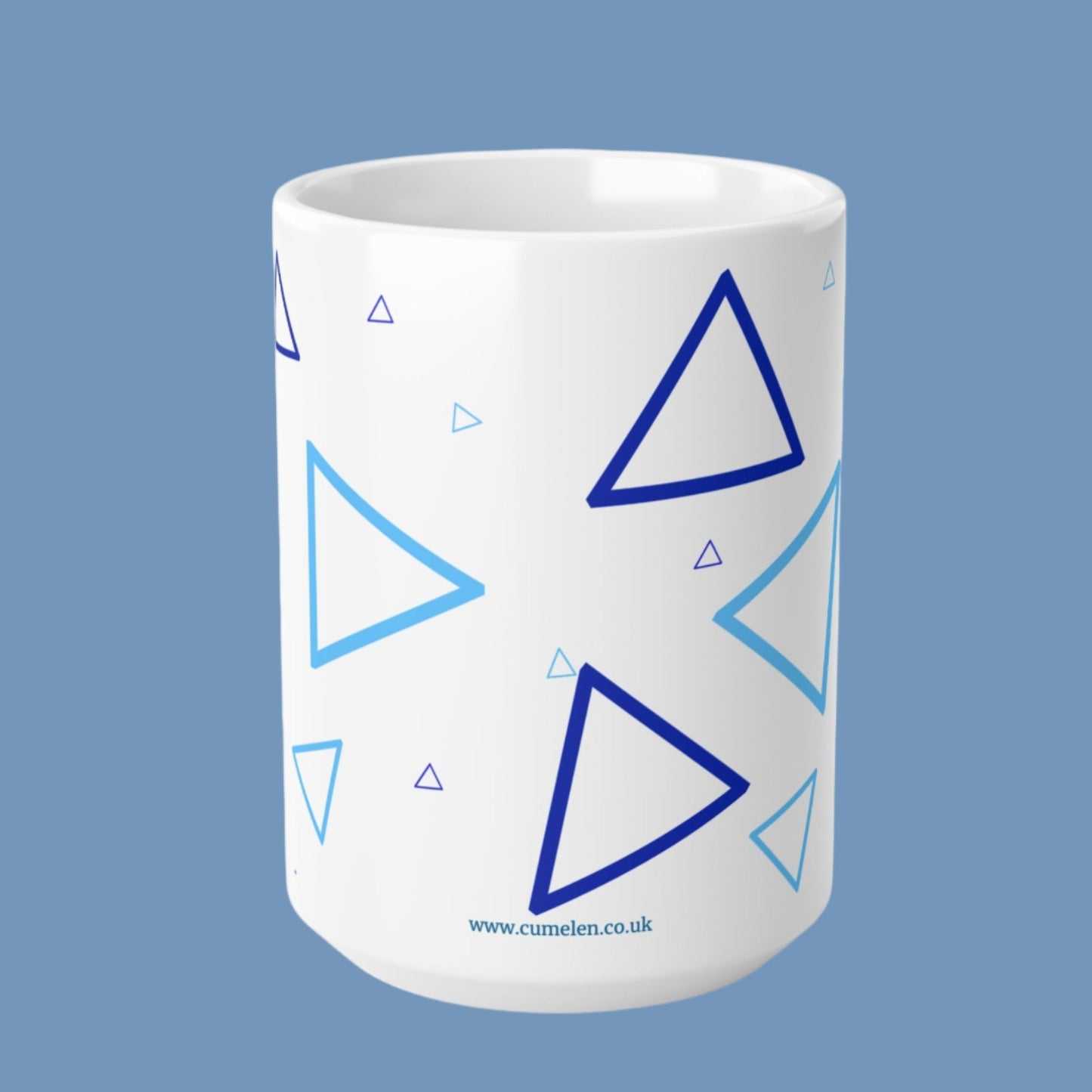 Blue Triangles Ceramic Coffee Mugs 11oz, 15oz