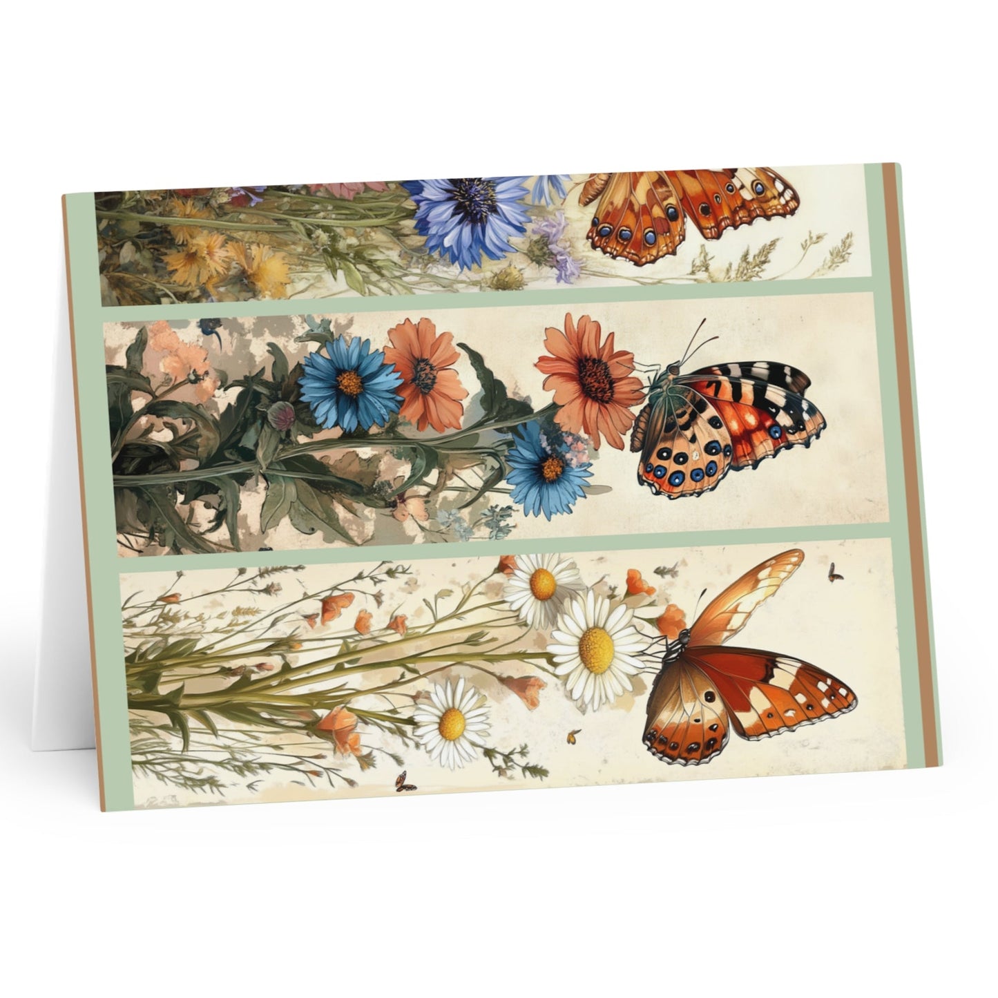 Greeting Cards Pack - Butterflies and Wild Flowers Design (Set of 5)