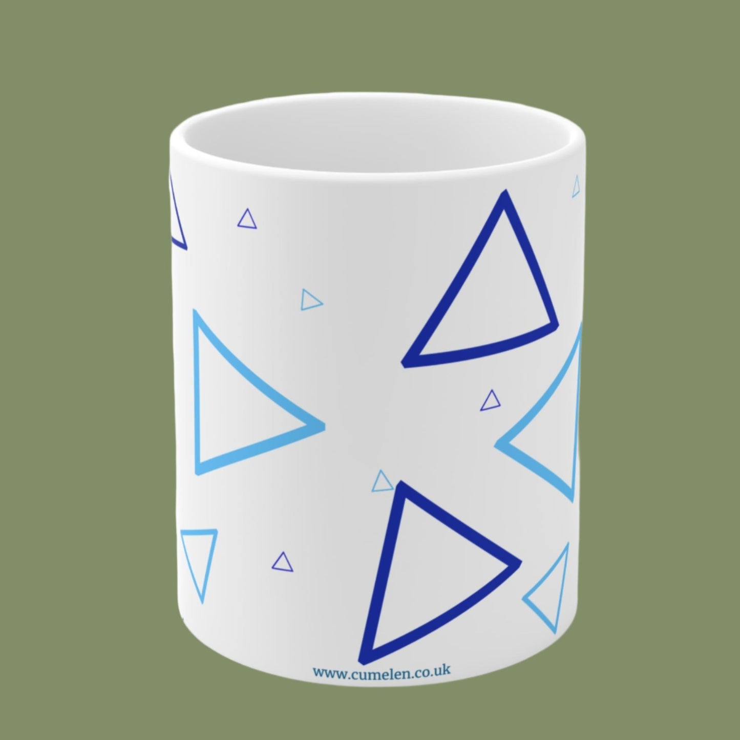Blue Triangles Ceramic Coffee Mugs 11oz, 15oz