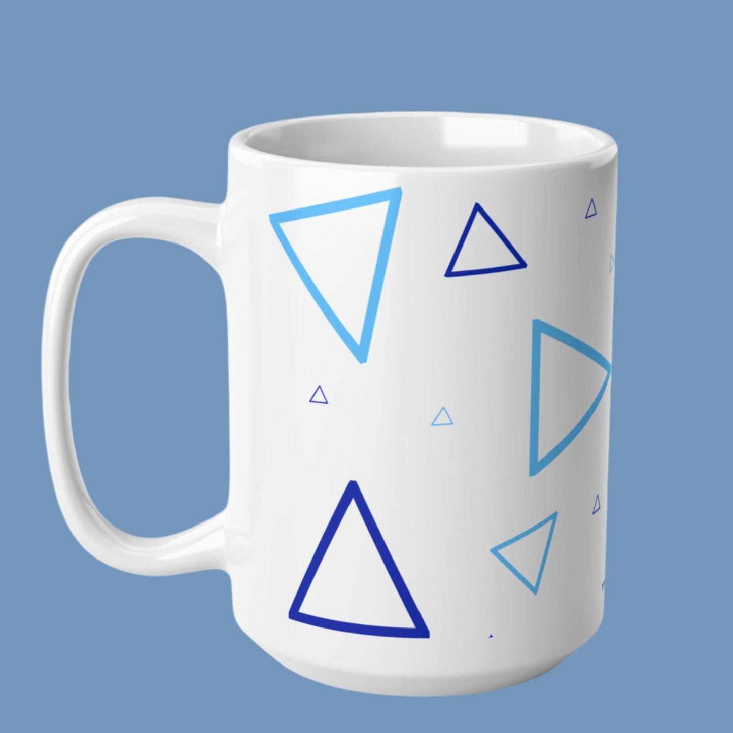 Blue Triangles Ceramic Coffee Mugs 11oz, 15oz