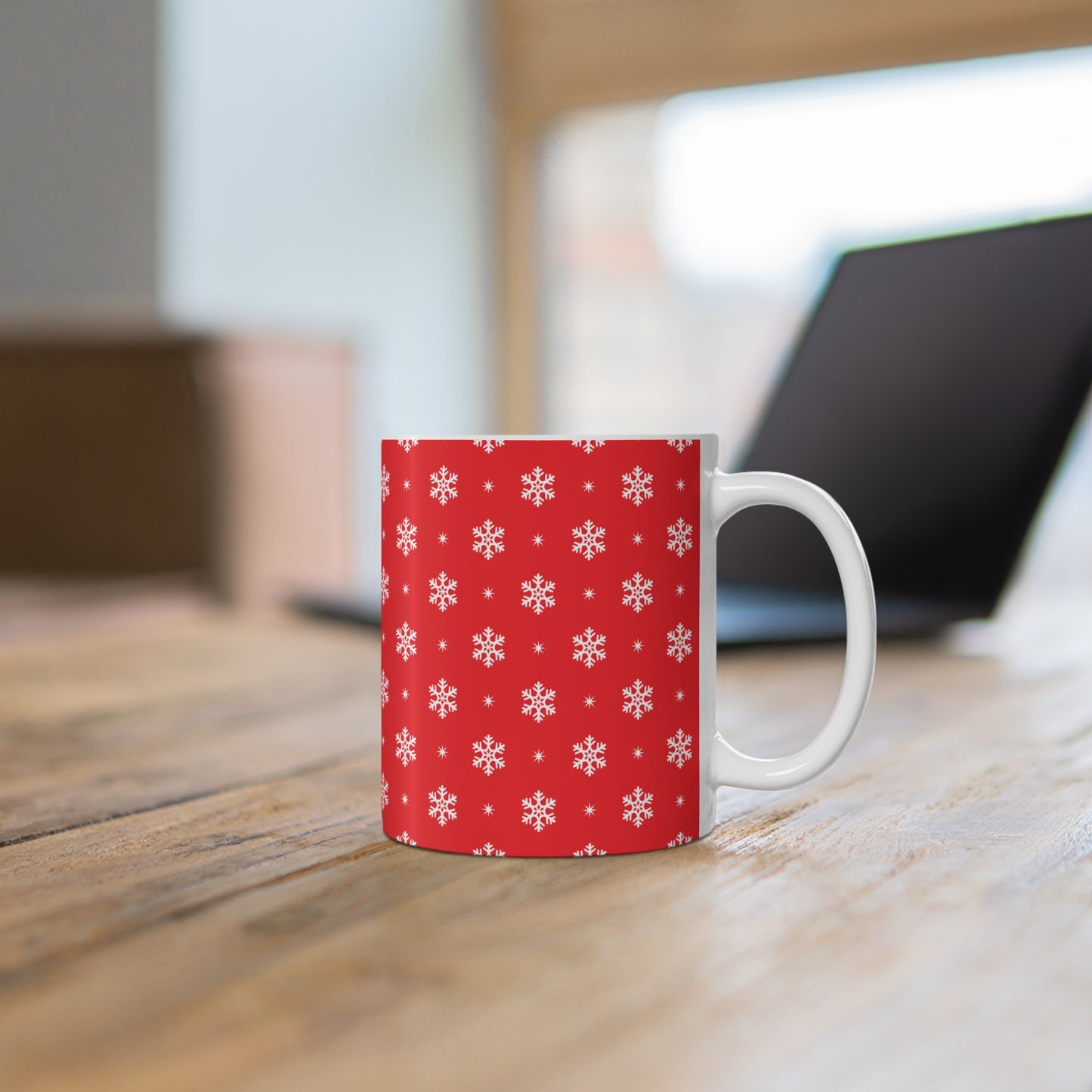 Christmas Ceramic Mugs. Red and white