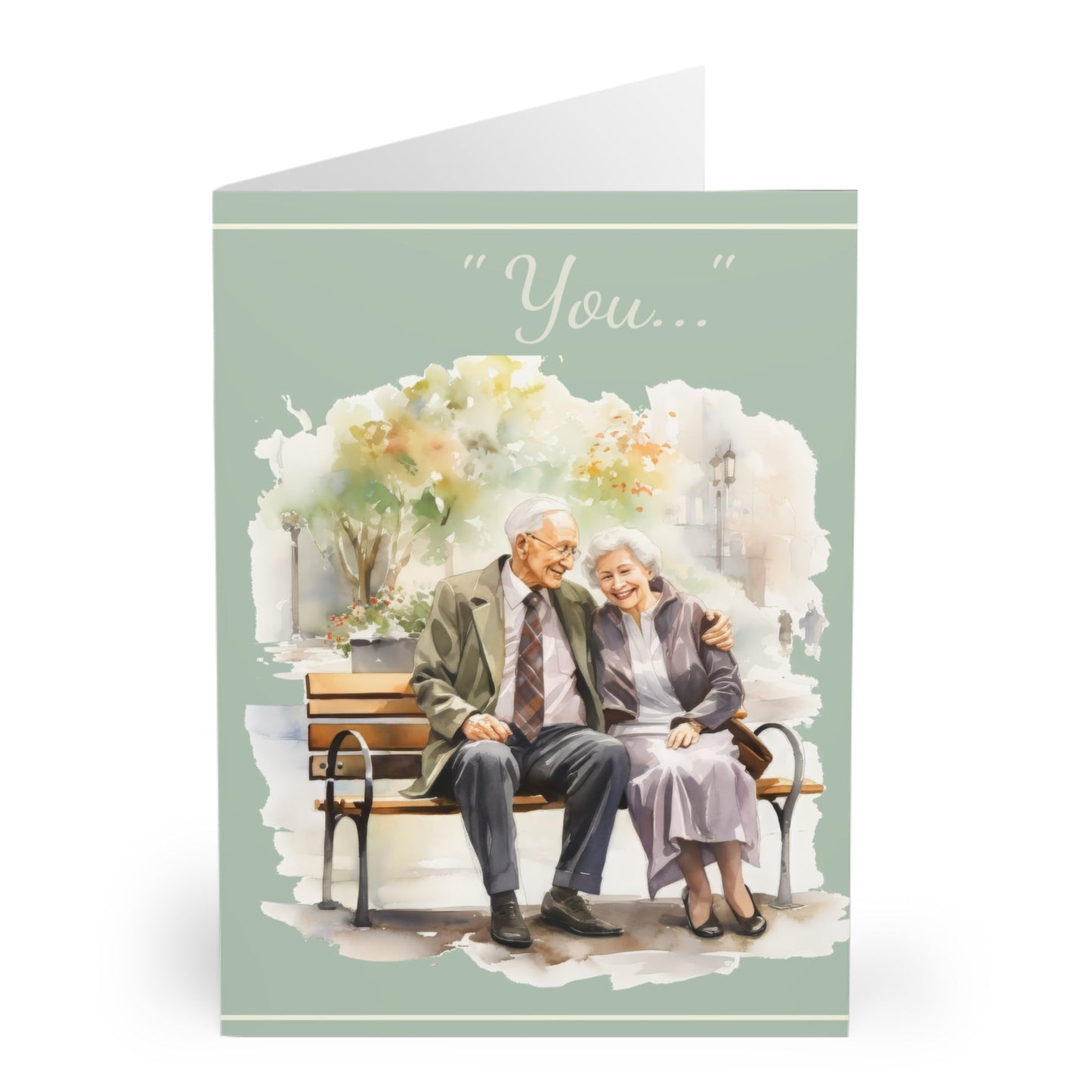 Greeting Cards Pack Watercolour Senior Couple Smiling (5 Cards with envelopes)