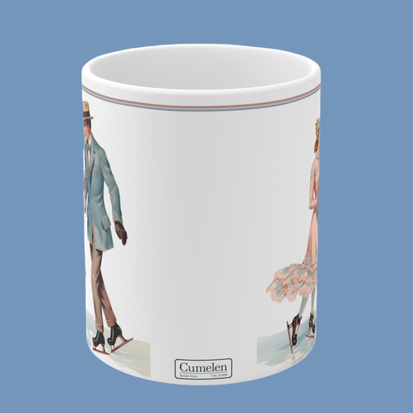 Ceramic Mug Vintage Design Lovely Couple Skating on Ice 11oz/15oz