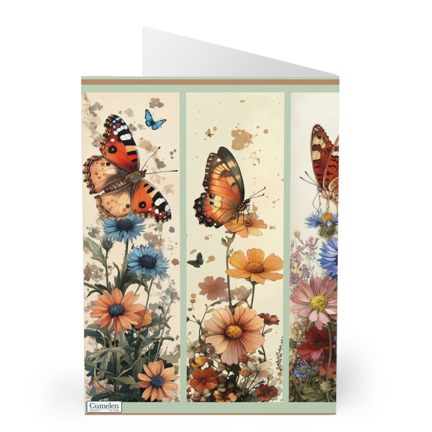 Greeting Cards Pack - Butterflies and Wild Flowers Design (Set of 5)