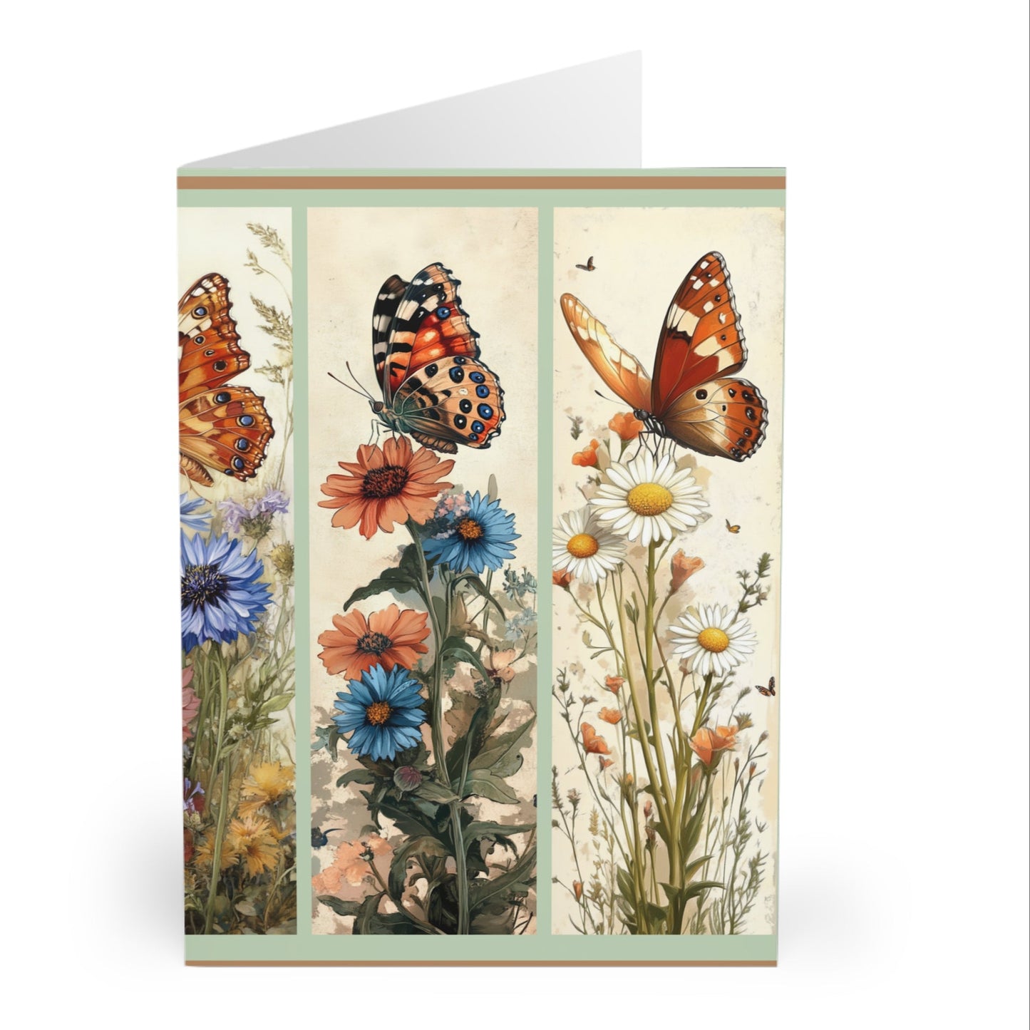 Greeting Cards Pack - Butterflies and Wild Flowers Design (Set of 5)