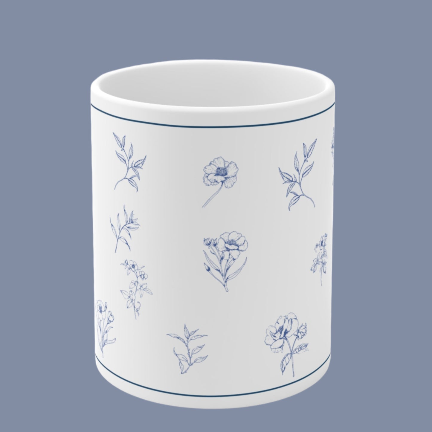 Ceramic Mug Blue and White Flowers 11oz 15oz Gift Share Special Moments