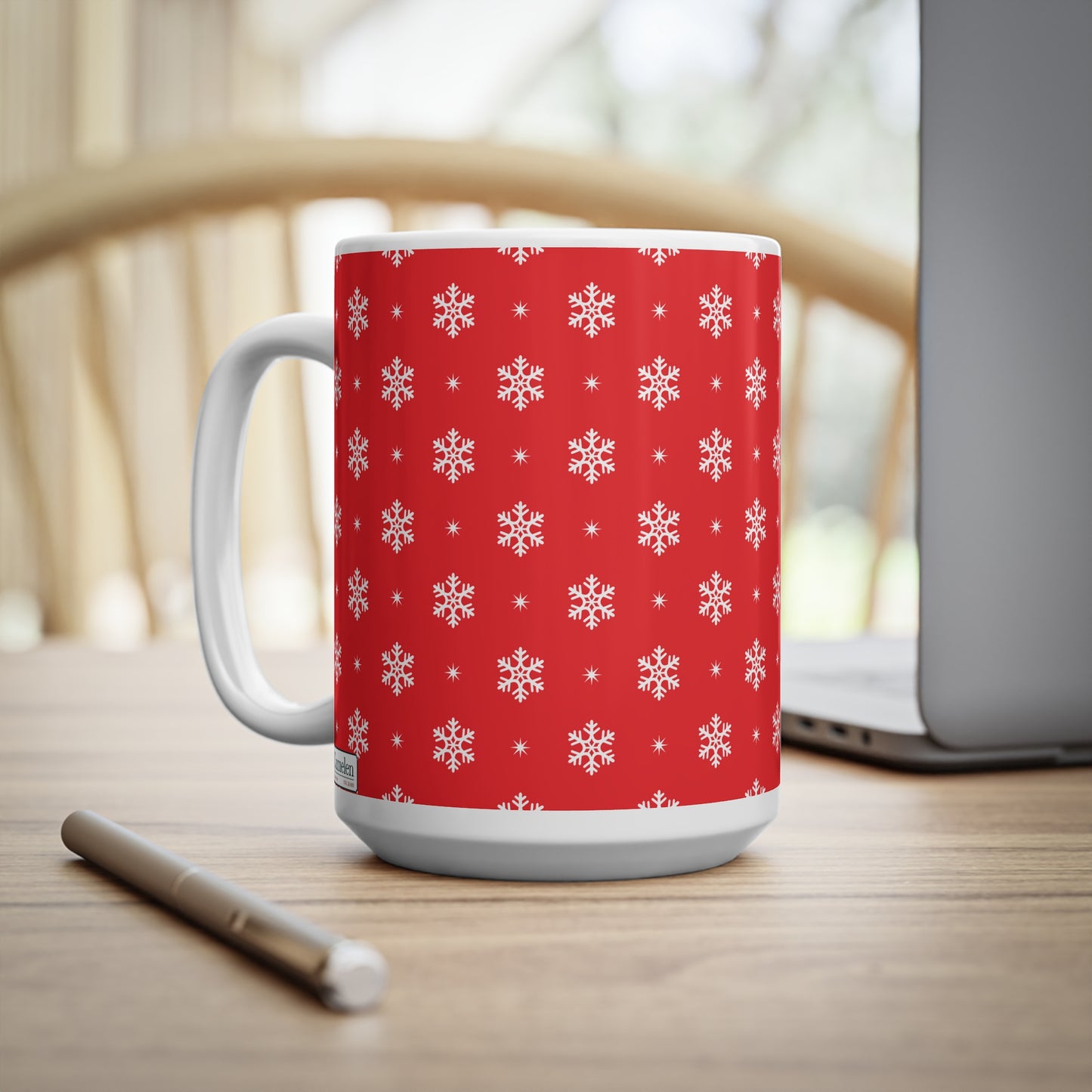 Christmas Ceramic Mugs. Red and white
