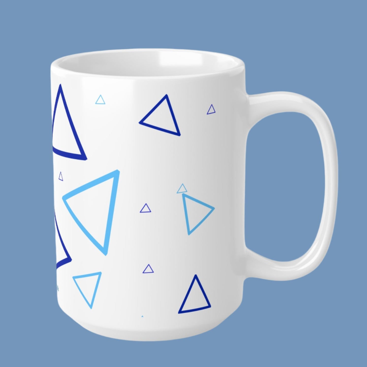 Blue Triangles Ceramic Coffee Mugs 11oz, 15oz