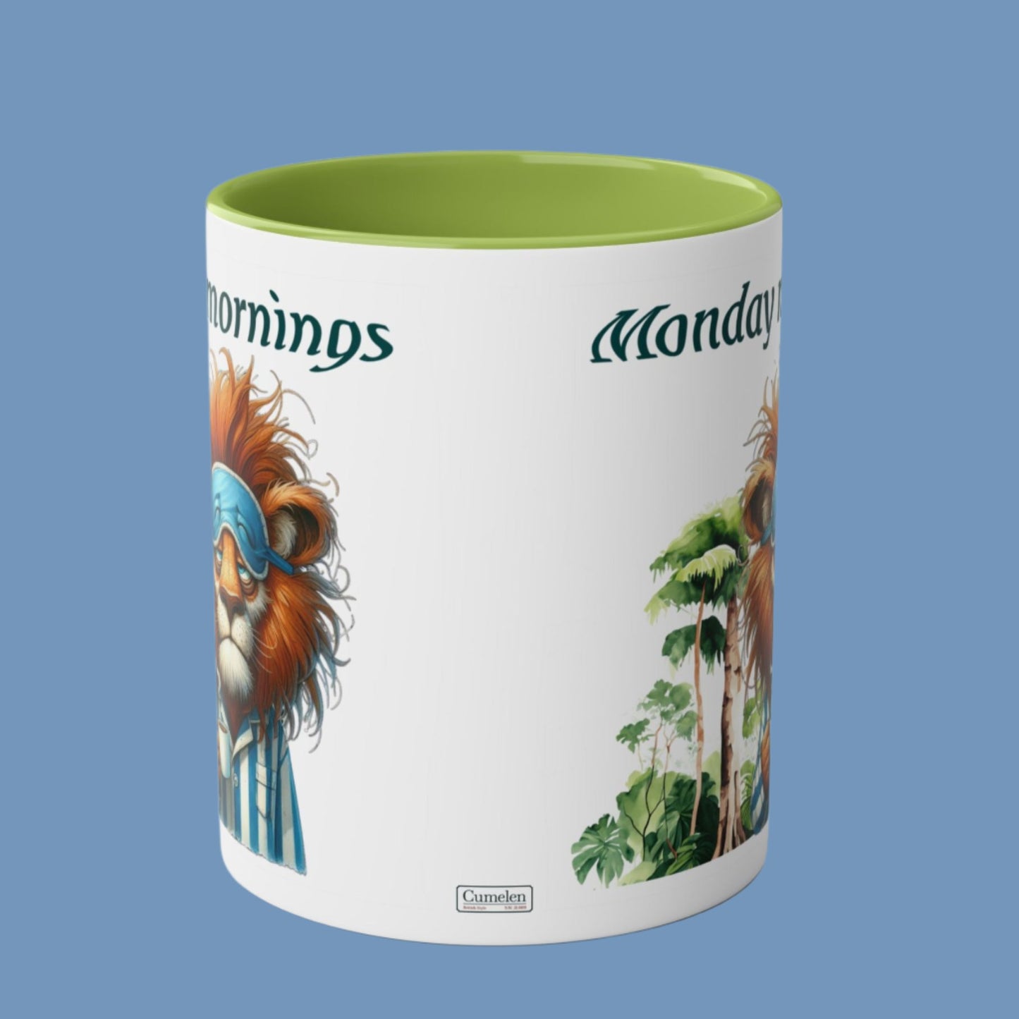 Funny Animals. Lion and Coffee. Two-Tone Coffee Ceramic Mug 11oz