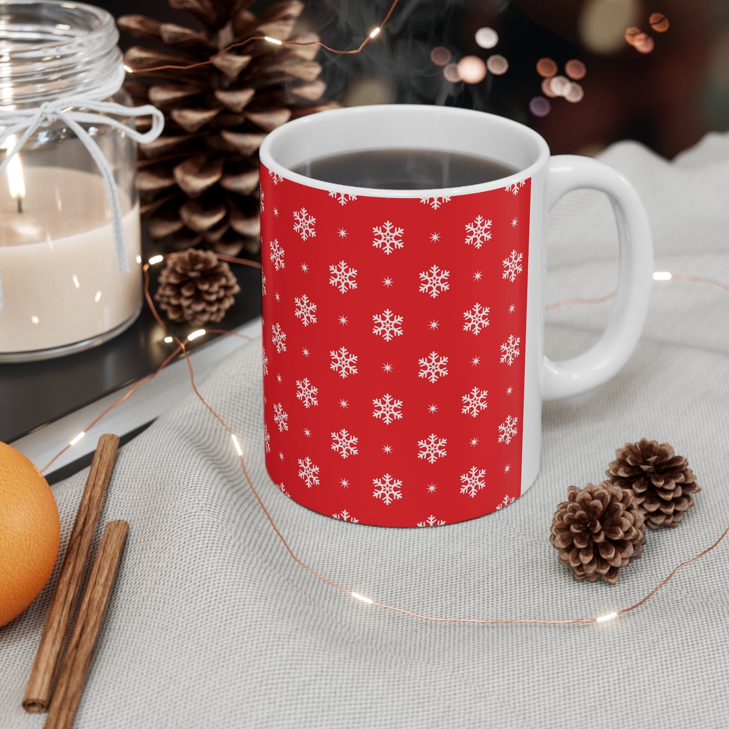Christmas Ceramic Mugs. Red and white