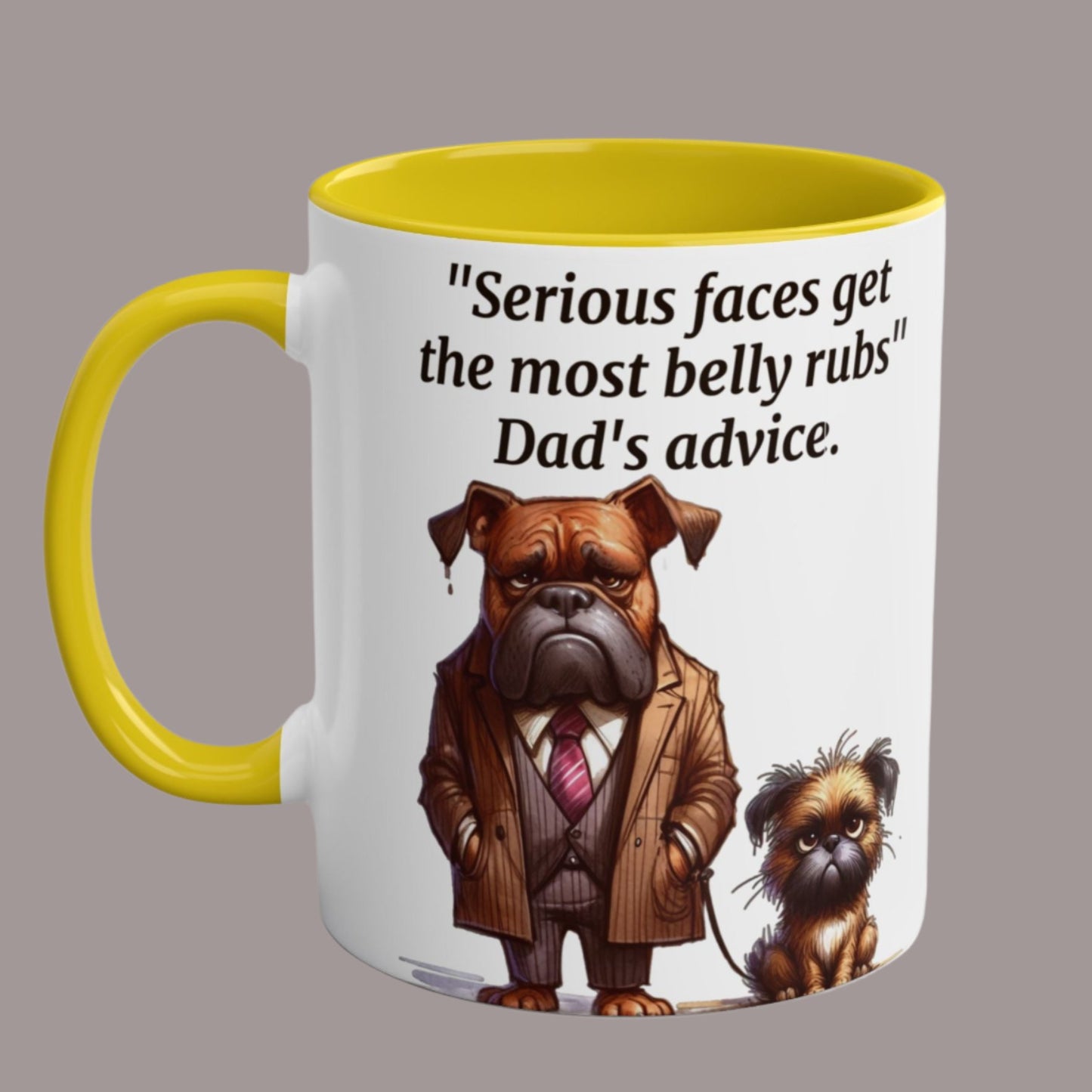Funny Animals Dogs. Father and son. Two-Tone Coffee Ceramic Mug 11oz