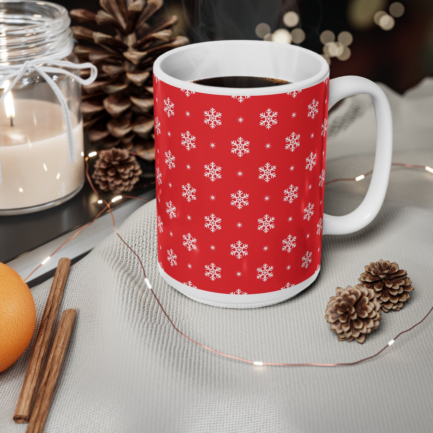 Christmas Ceramic Mugs. Red and white