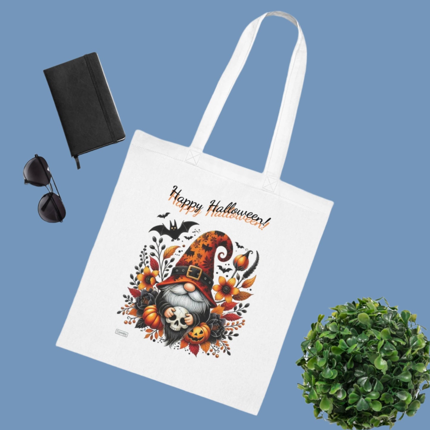 Happy Halloween Gnome White Cotton Tote bag