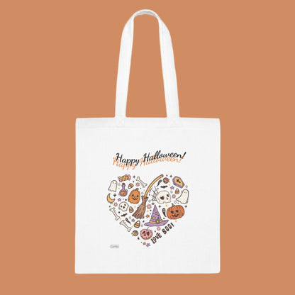 Happy Halloween Heart White Cotton Tote bag