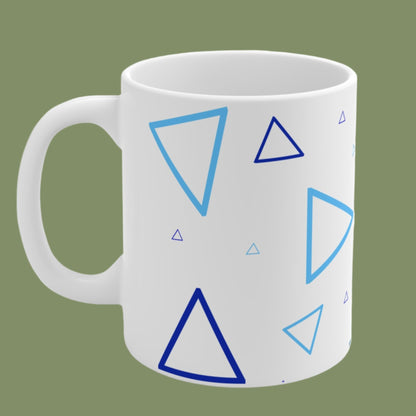 Blue Triangles Ceramic Coffee Mugs 11oz, 15oz