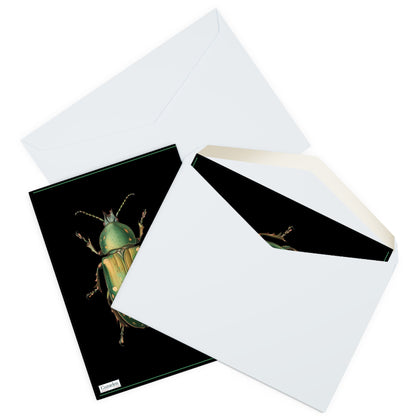 Greeting Card Pack - Shimmering Scarab Beetle Design (5 Cards)