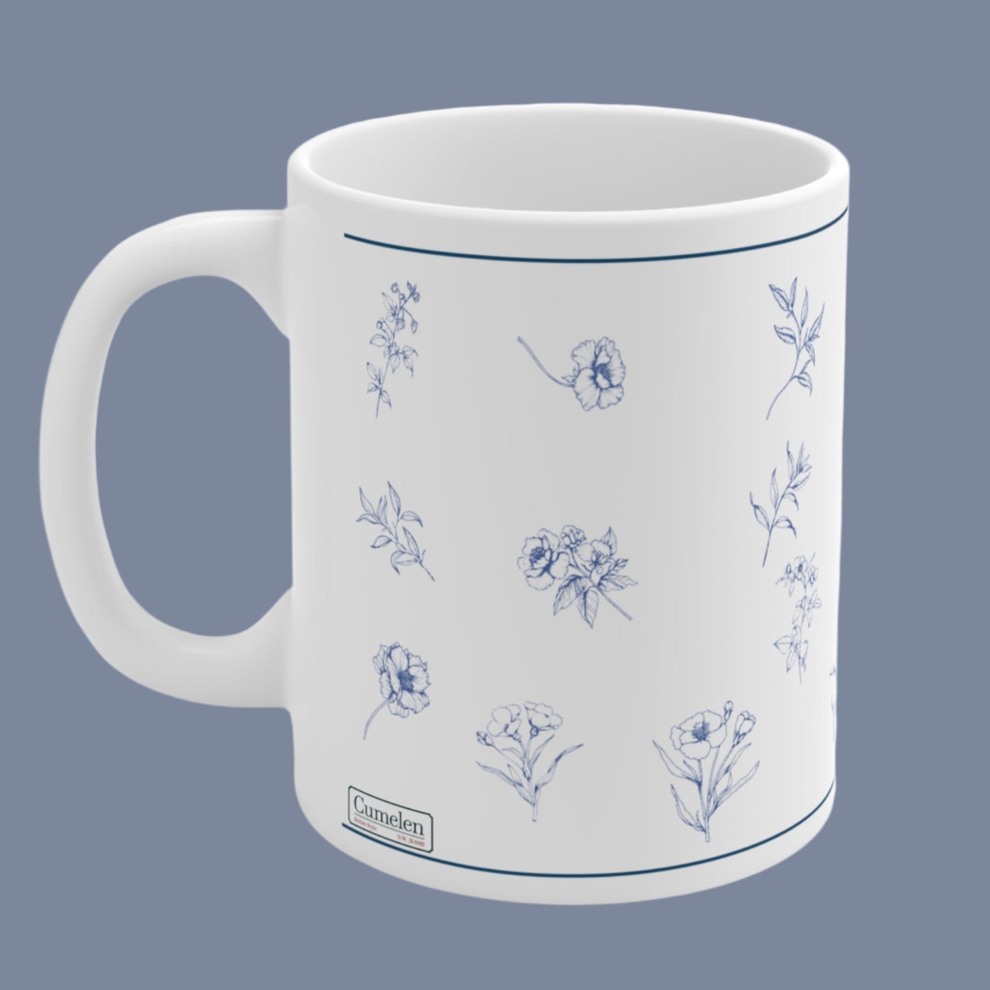 Ceramic Mug Blue and White Flowers 11oz 15oz Gift Share Special Moments