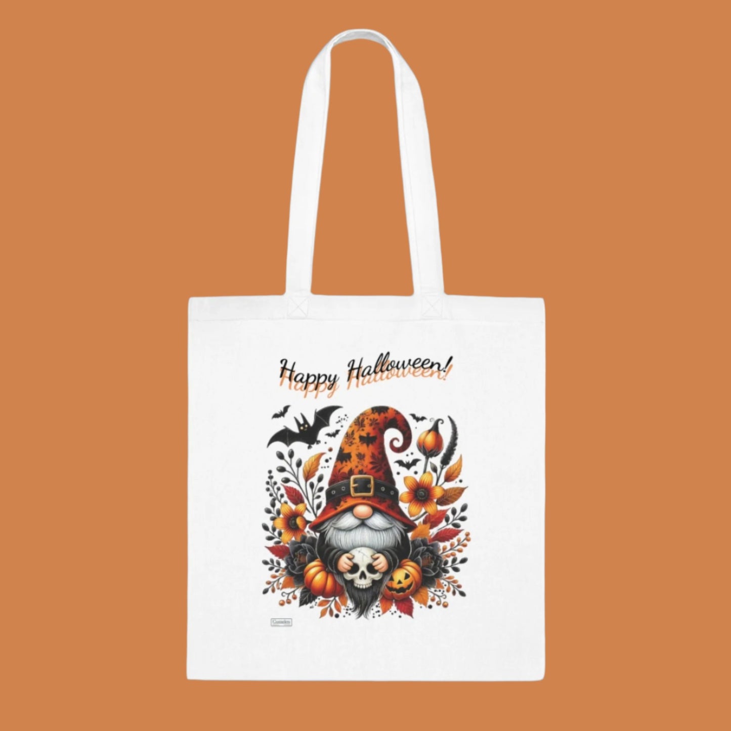 Happy Halloween Gnome White Cotton Tote bag