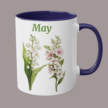 May Birth Flower Two-Tone Coffee Ceramic Mug 11oz