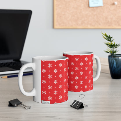 Christmas Ceramic Mugs. Red and white