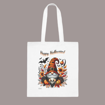 Happy Halloween Gnome White Cotton Tote bag