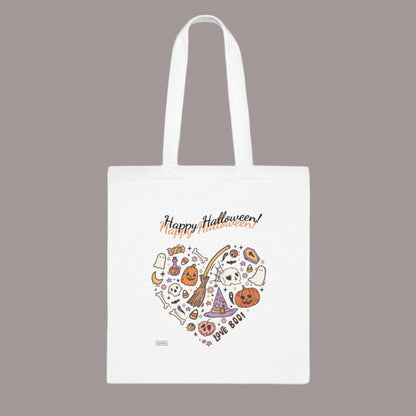 Happy Halloween Heart White Cotton Tote bag